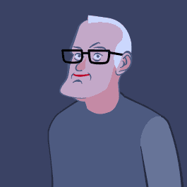 Animeret portræt af Mikael Skotting